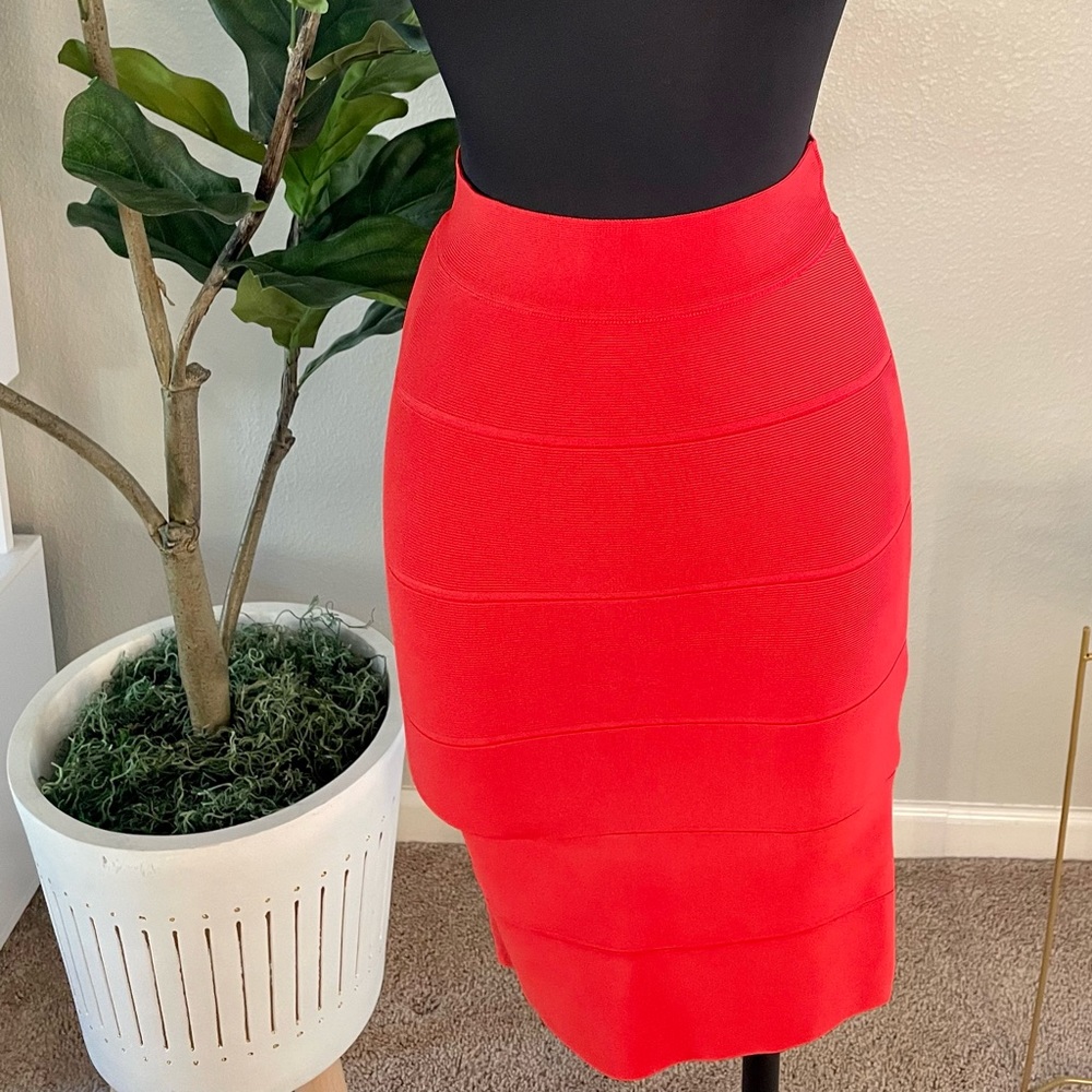 BCBGMAXAZRIA TANGERINE PENCIL SKIRT